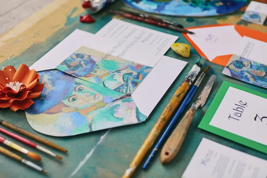 Fauvism inspired wedding stationery