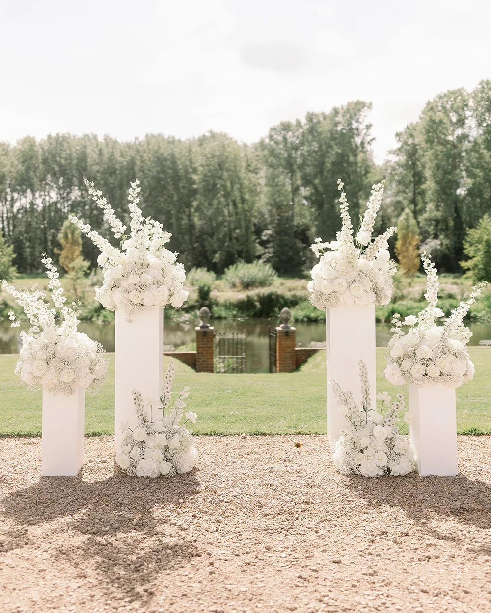 A dramatic floral installation at a wedding at Oxnead Hall in Norfolk