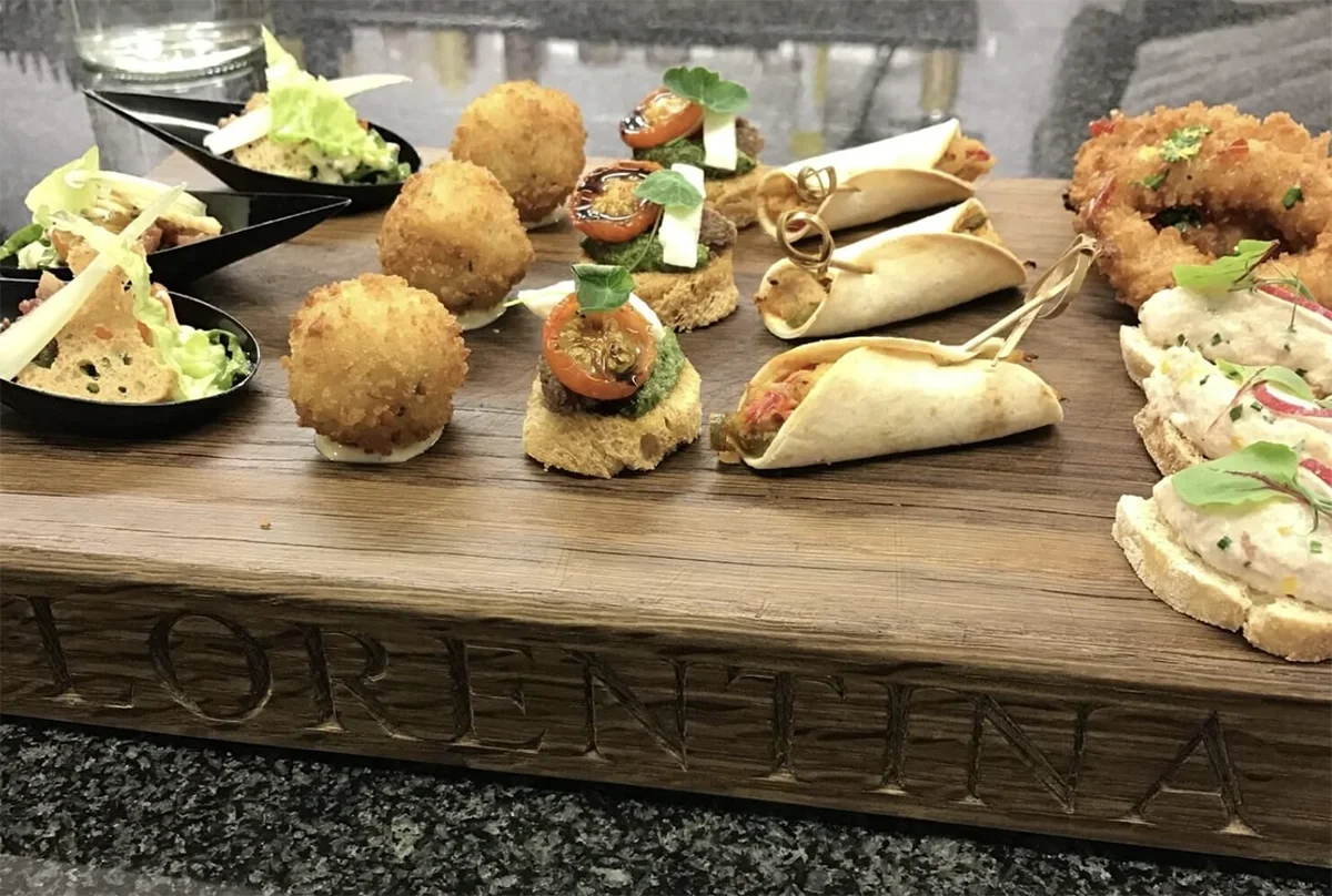 Wedding canapés by Norfolk catering company, Florentina for a wedding at Voewood