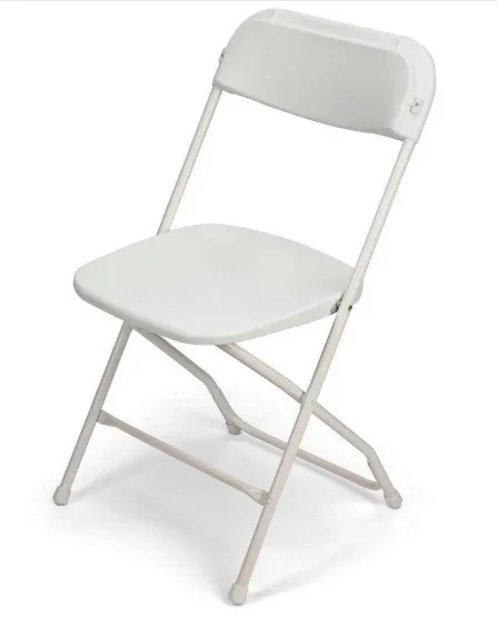 White plastic folding chair