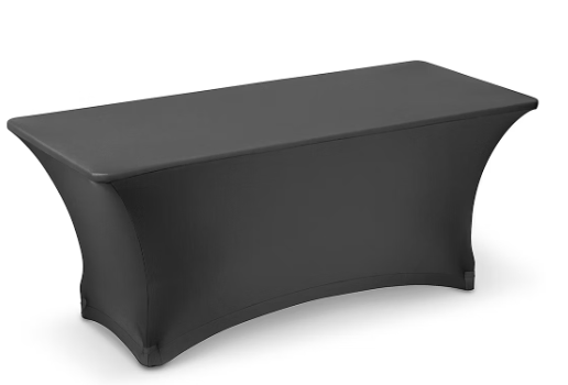Stretch Fabric Table Cover - 6' Rectangle, Black
