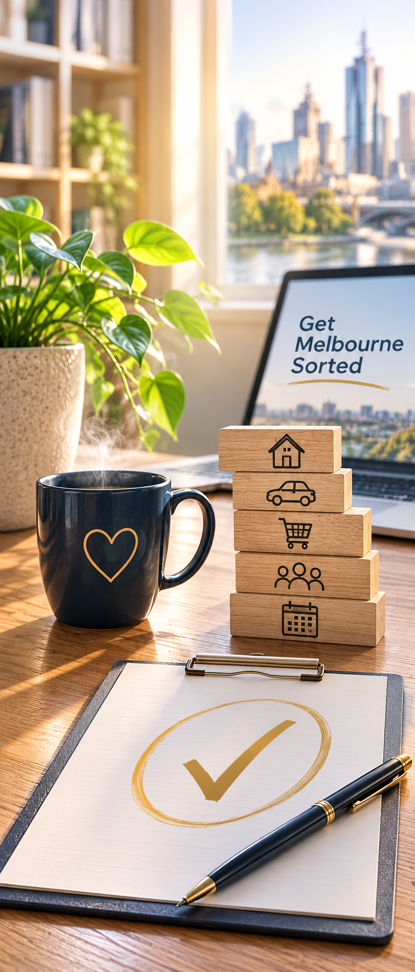Get Melbourne Sorted visual representing clear terms and conditions, independent research and practical help with everyday Melbourne services.