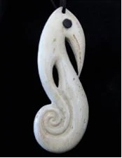 Bone carving of a stylised sea horse (carver unknown