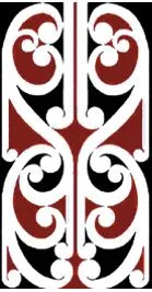 A section from a contemporary kówhaiwhai design depicting the seaweeds and shellfish in the world of the sea god Tangaroa