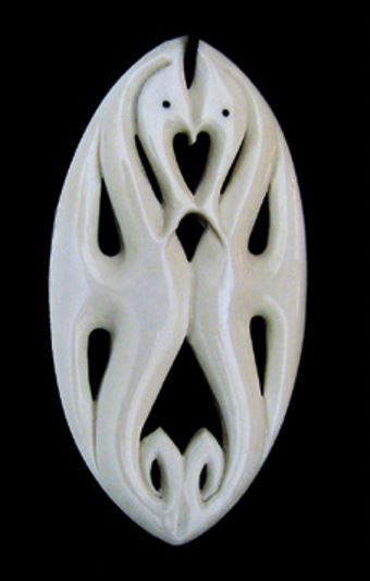 For this carving I imagined a manaia (sea horse) that had been captured and brought into an aquarium. It has swum to the glass wall and sees what it must think is another sea horse.