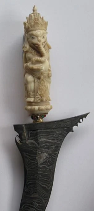 Carving of Ganesh on the handle of a kris knife, Bali, 1980s