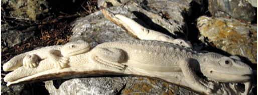 A deer antler carving of lizards from Thailand