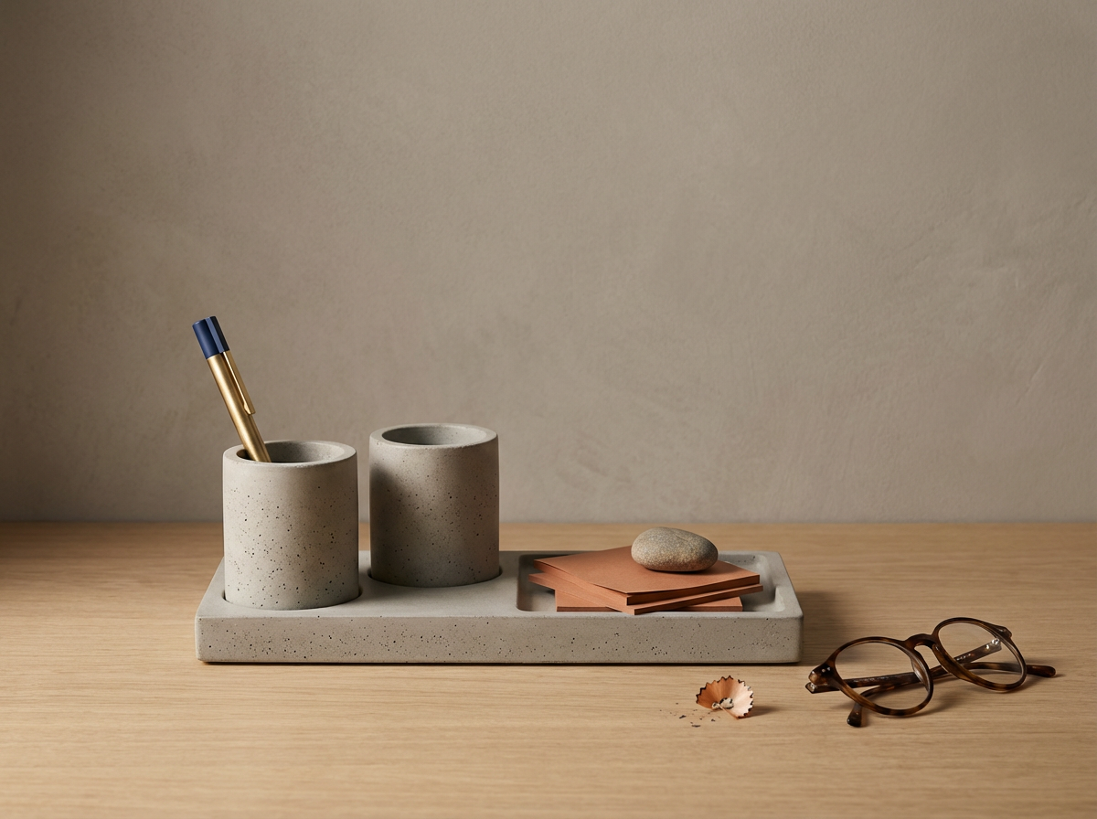 Concrete Desk Organizer