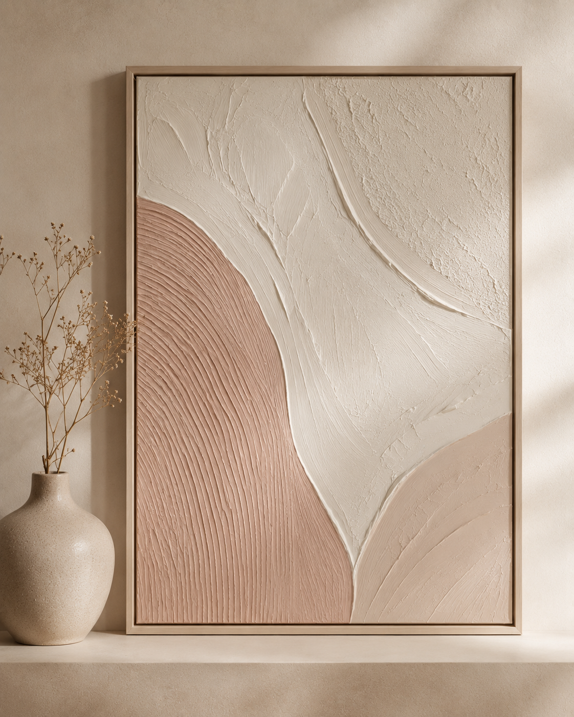 Warm Plaster Relief and Dried Branches