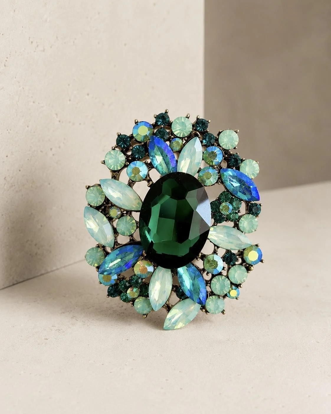 Emerald Green Statement Brooch