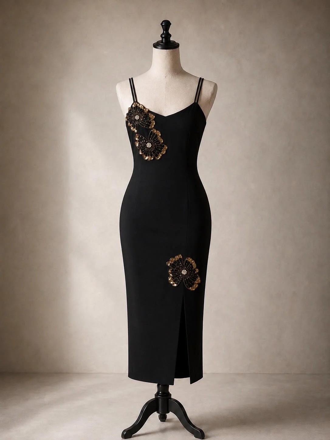 Tomorrow Black & Gold Art Deco Slip Dress