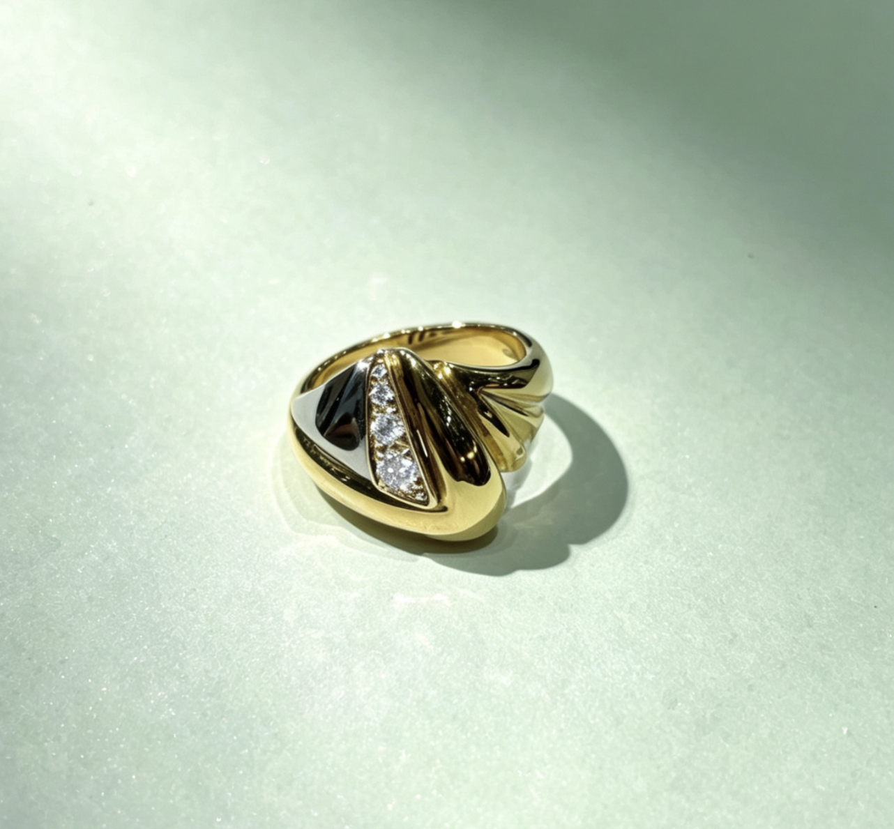 BVGARI 18K黄金鑽石戒指4d(1970AL)2錢9分3