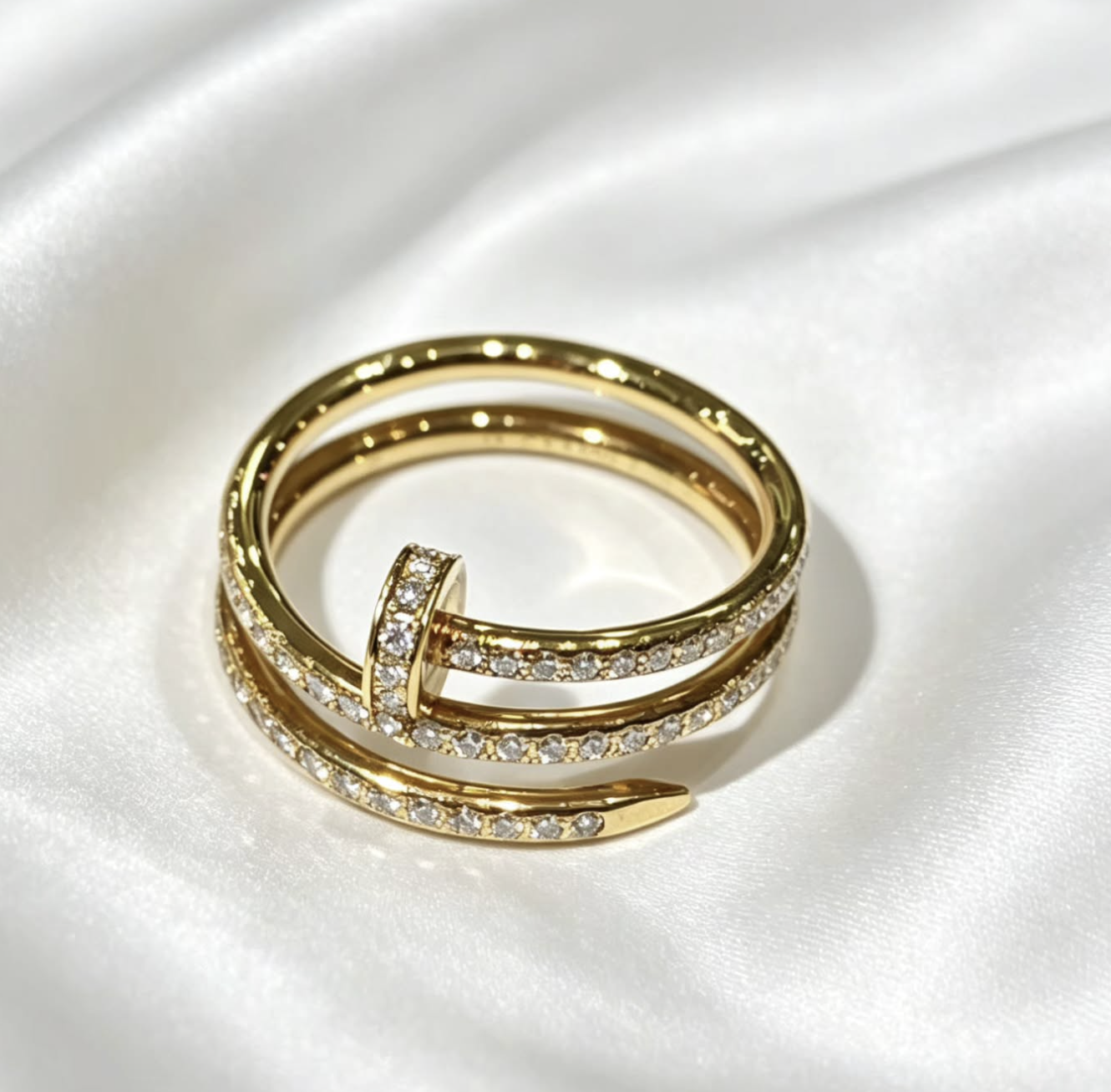 CARTIER 18K Gold Nail Head Ring 77D-0.59CT