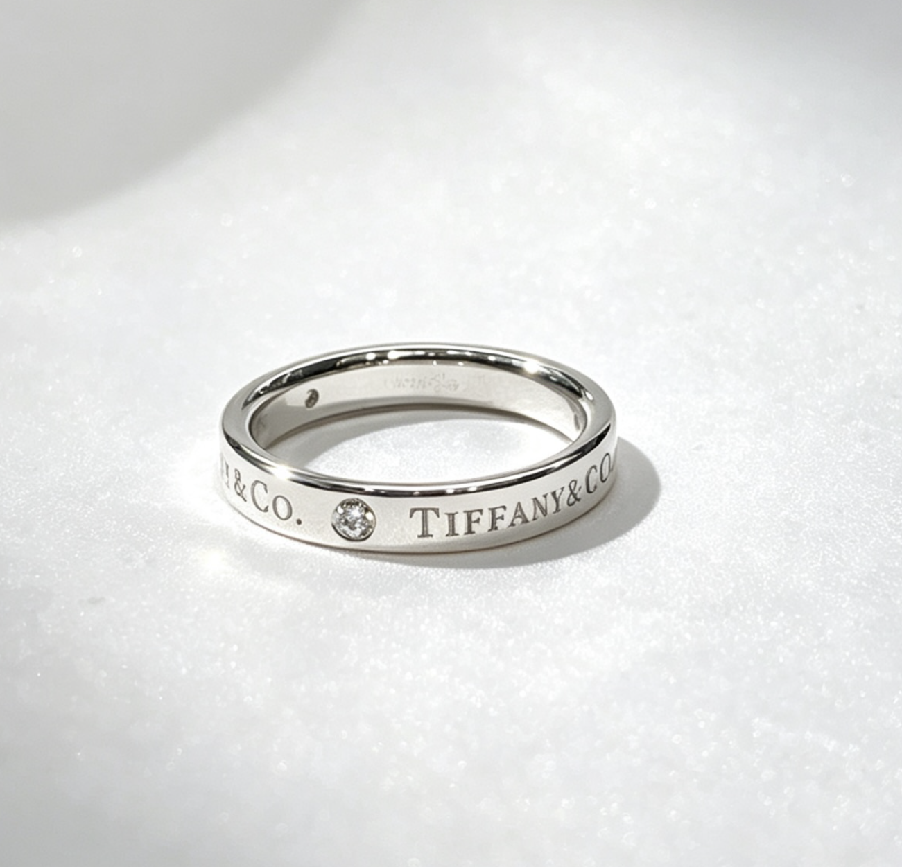 Tiffany & Co. PT950 White Gold Diamond Ring