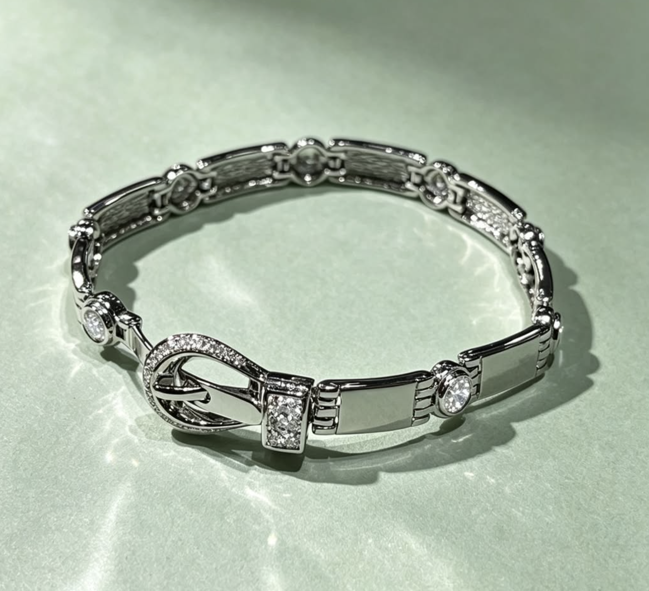 18K白金鑽石皮帶款手鏈 8d- 1.87CT, d-0.21CT 4錢7分5