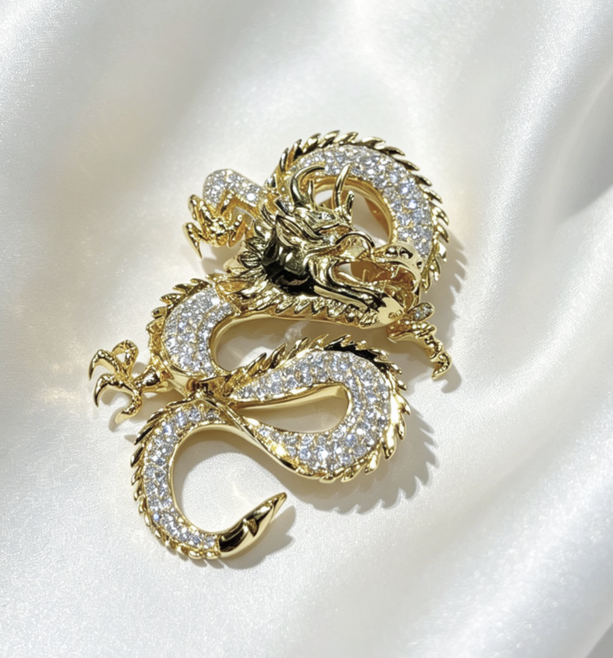18K Gold and Diamond Dragon Pendant 166d-1.95CT