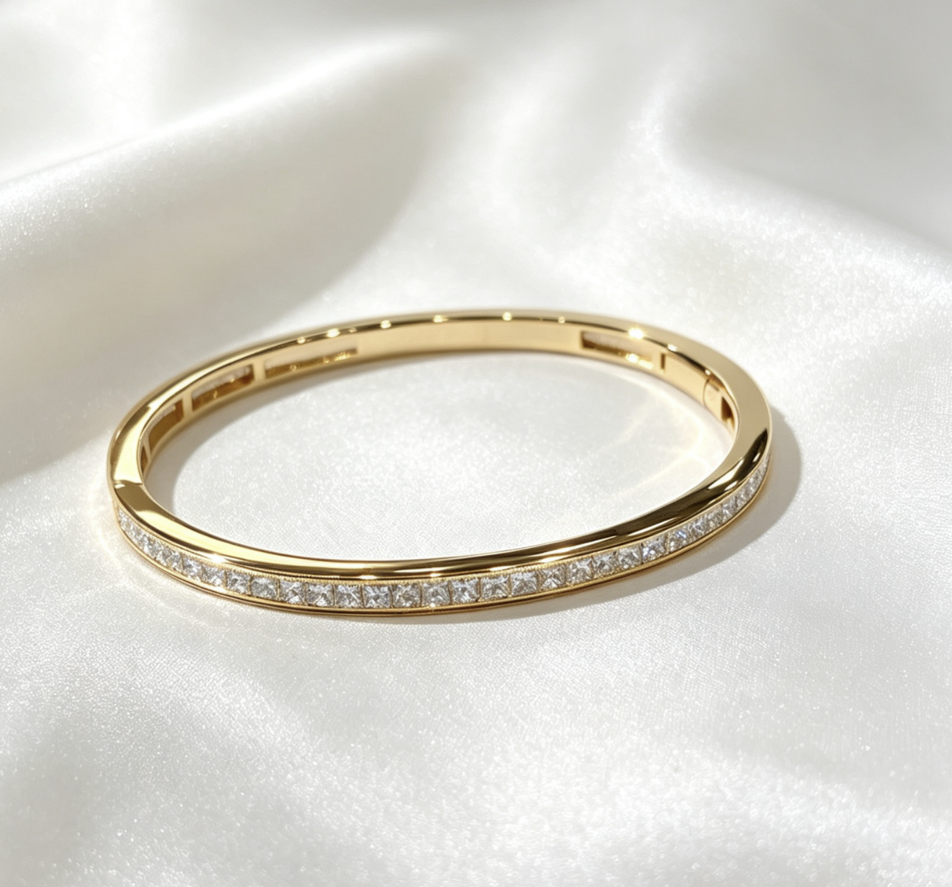 18K Rose gold diamond bangle 75d-6.57CT