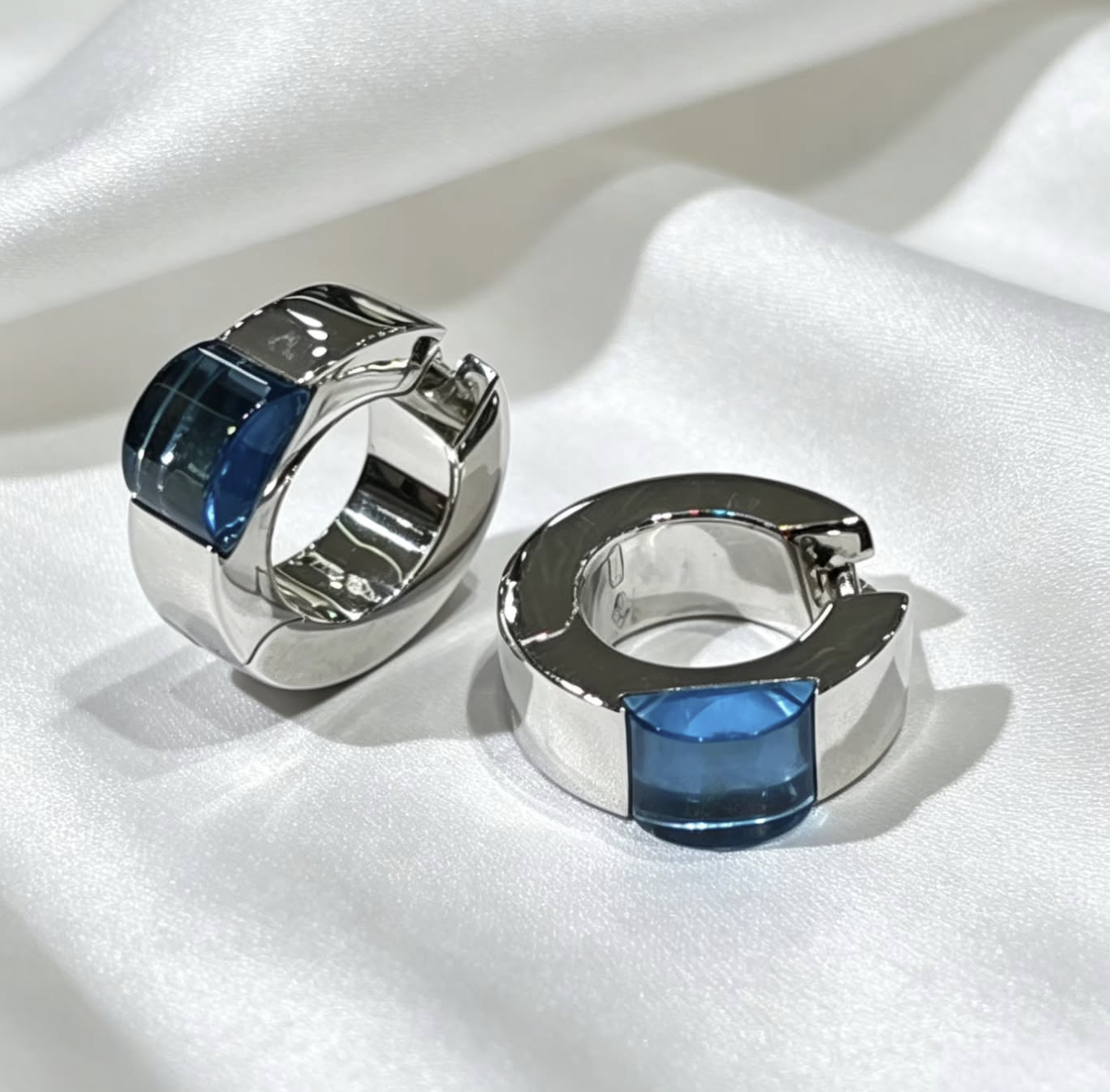 A pair of GUCCI 18K white gold topaz earrings