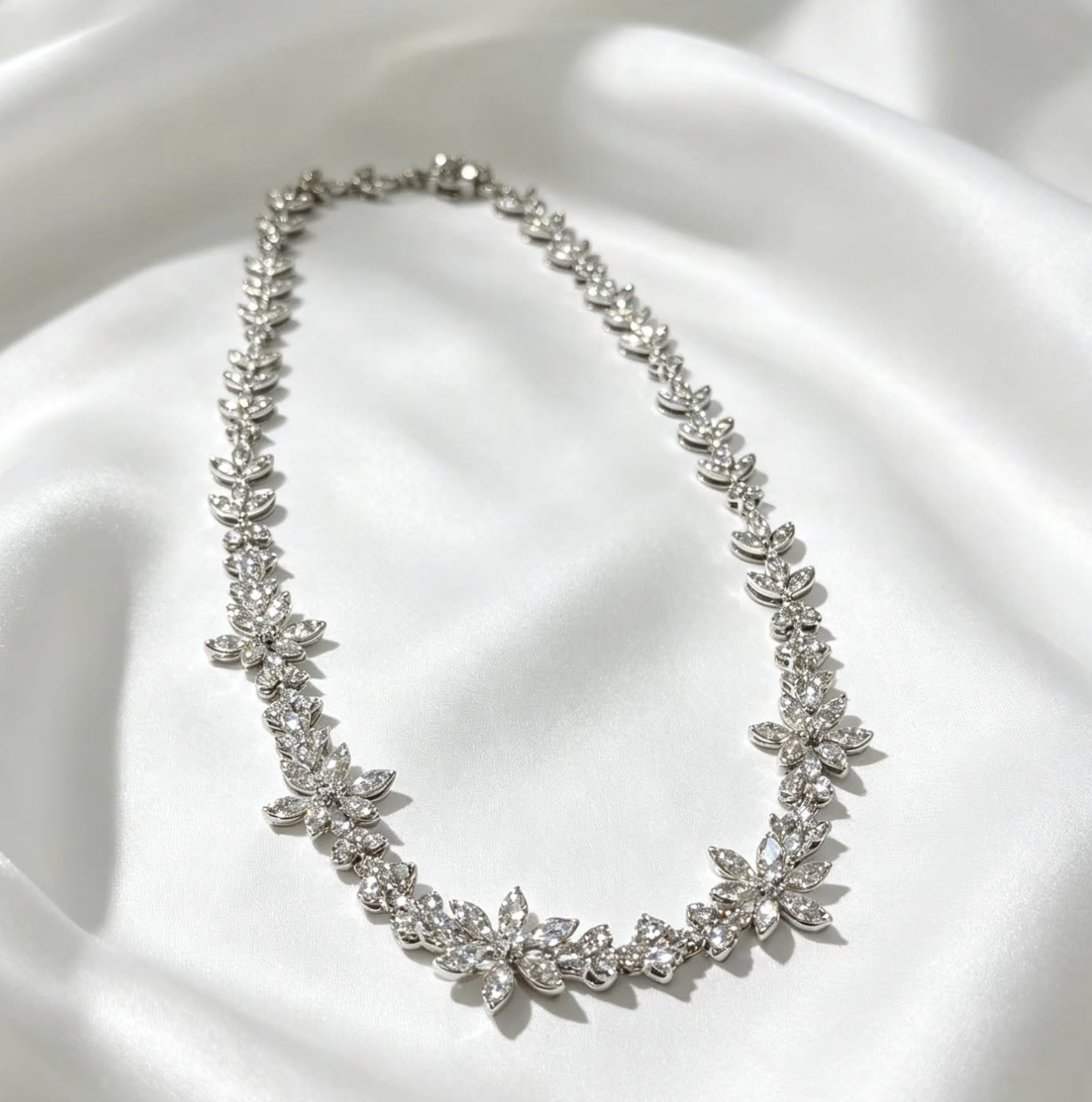 CTF 18K white gold diamond necklace, 30D-3.60CT, 63D-3.78CT, 177D-3.15CT
