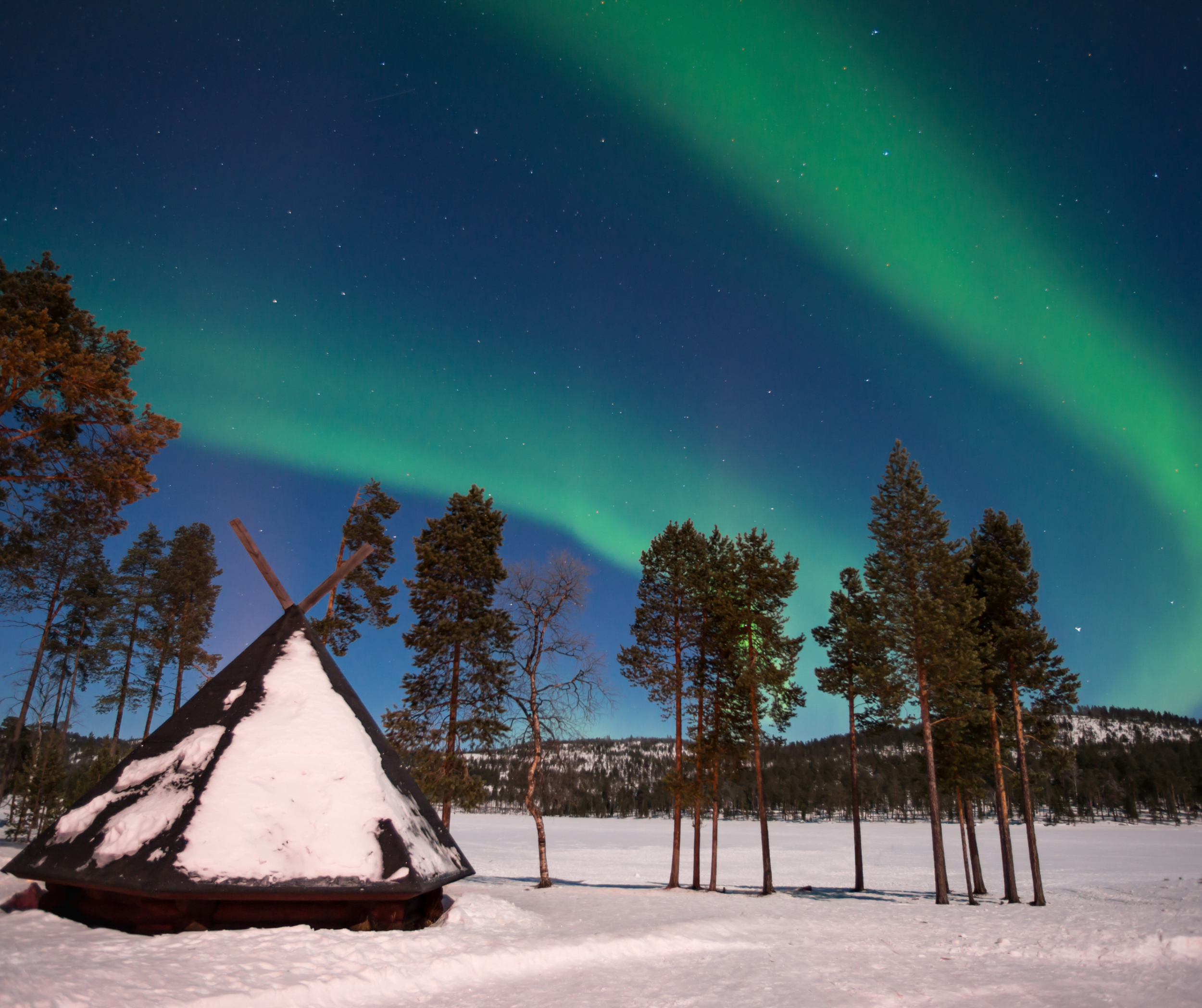 Nordlys over en kota