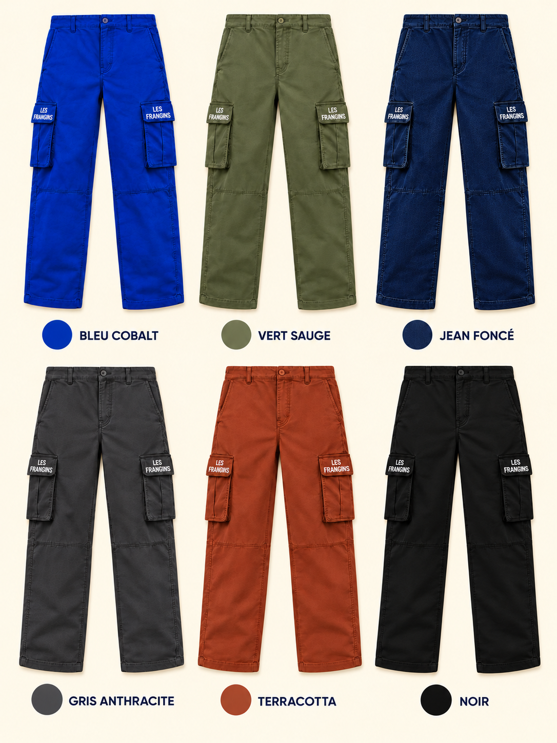 Nuancier de pantalons cargo LES FRANGINS.png
