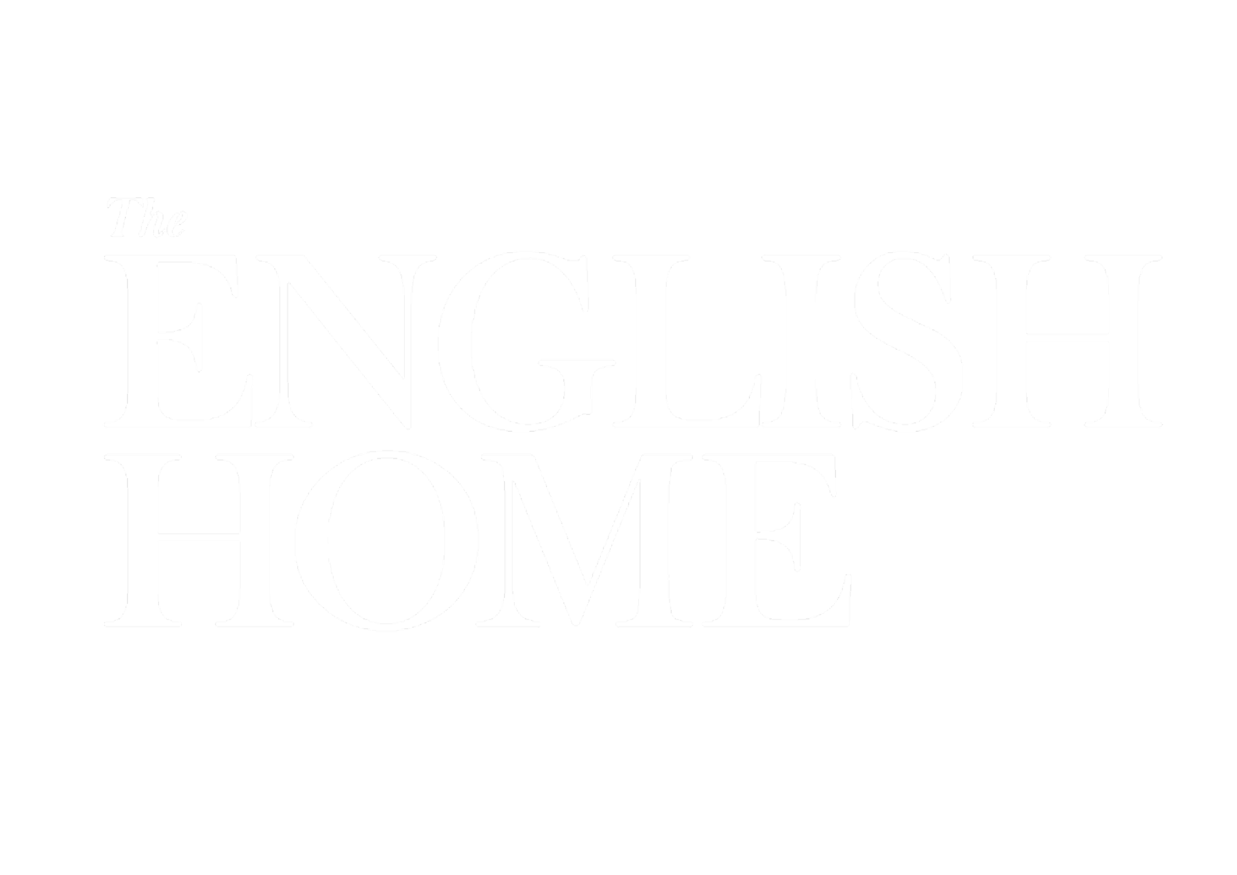 The phrase "The ENGLISH HOME" in white stylized text on a black background.