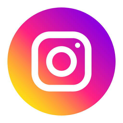 Instagram logo with a gradient background of yellow, pink, orange, and purple
