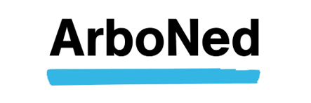 Logo van ArboNed met de naam en een blauwe streep eronder