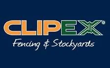 ClipeX fencing and stockyards logo with orange, green, and blue text on a dark background