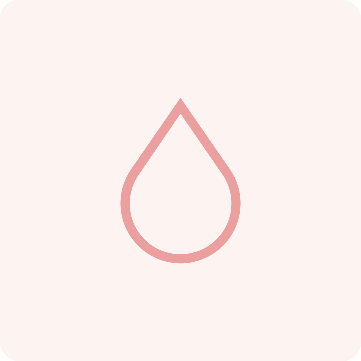 A minimalist illustration of a pink water droplet with a light pink background.