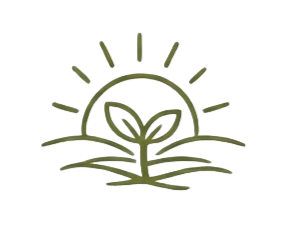 A stylized graphic of a sprouting plant with a sun behind it.