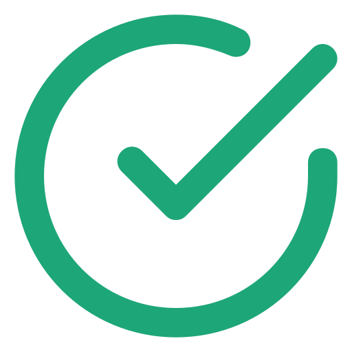Green checkmark inside a circle indicating completion or approval