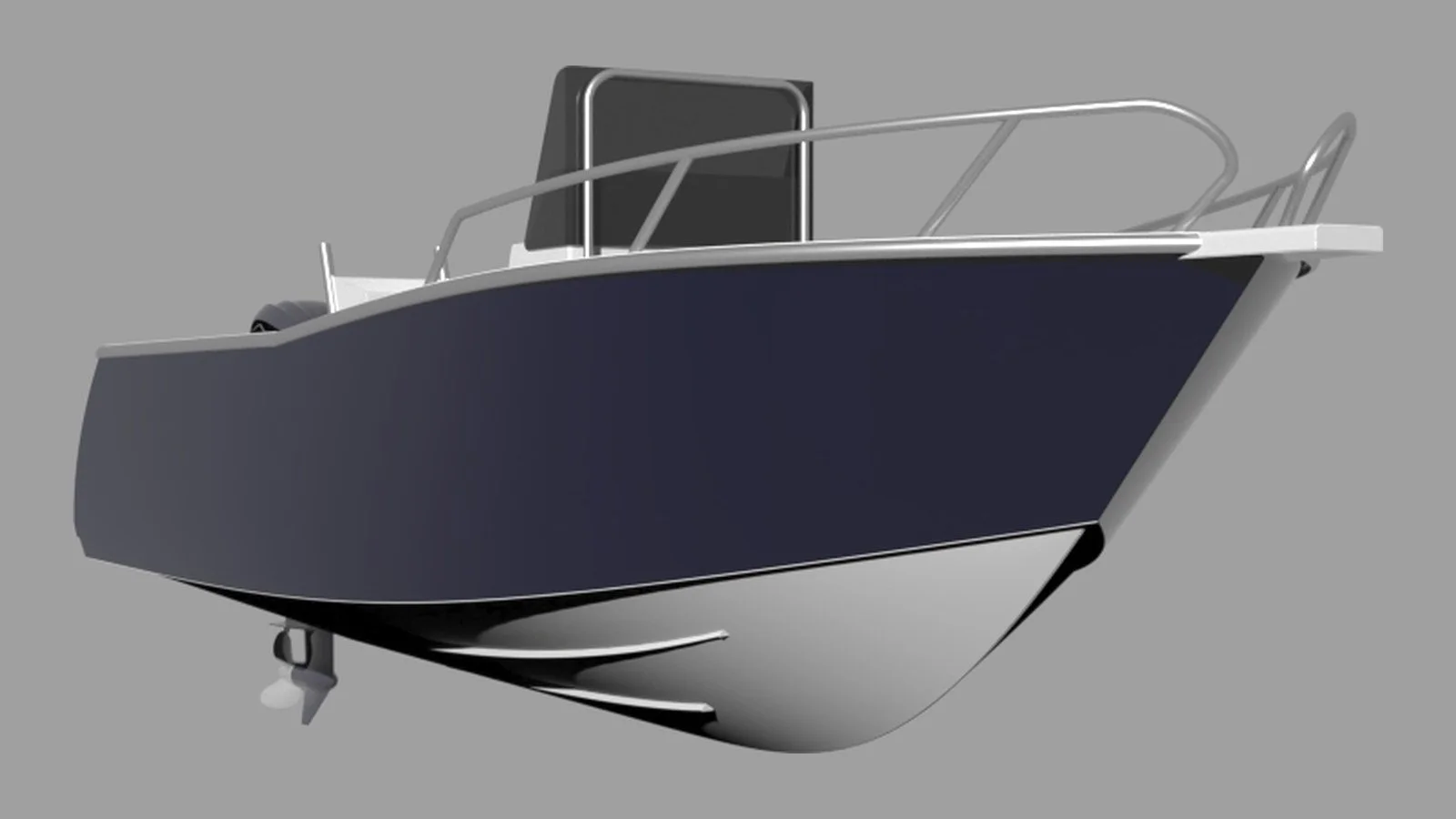 Sherwood Marine 615CC centre console 6.15 m aluminium monohull boat kit — bow quarter below 3D
