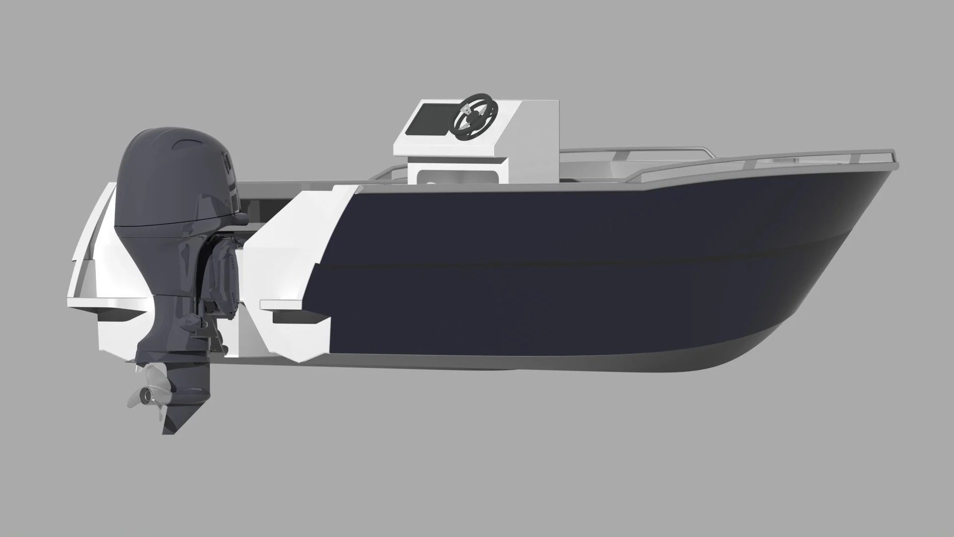 Sherwood Marine C450CC centre console 4.5 m aluminium catamaran boat kit - 3D stern quarter low
