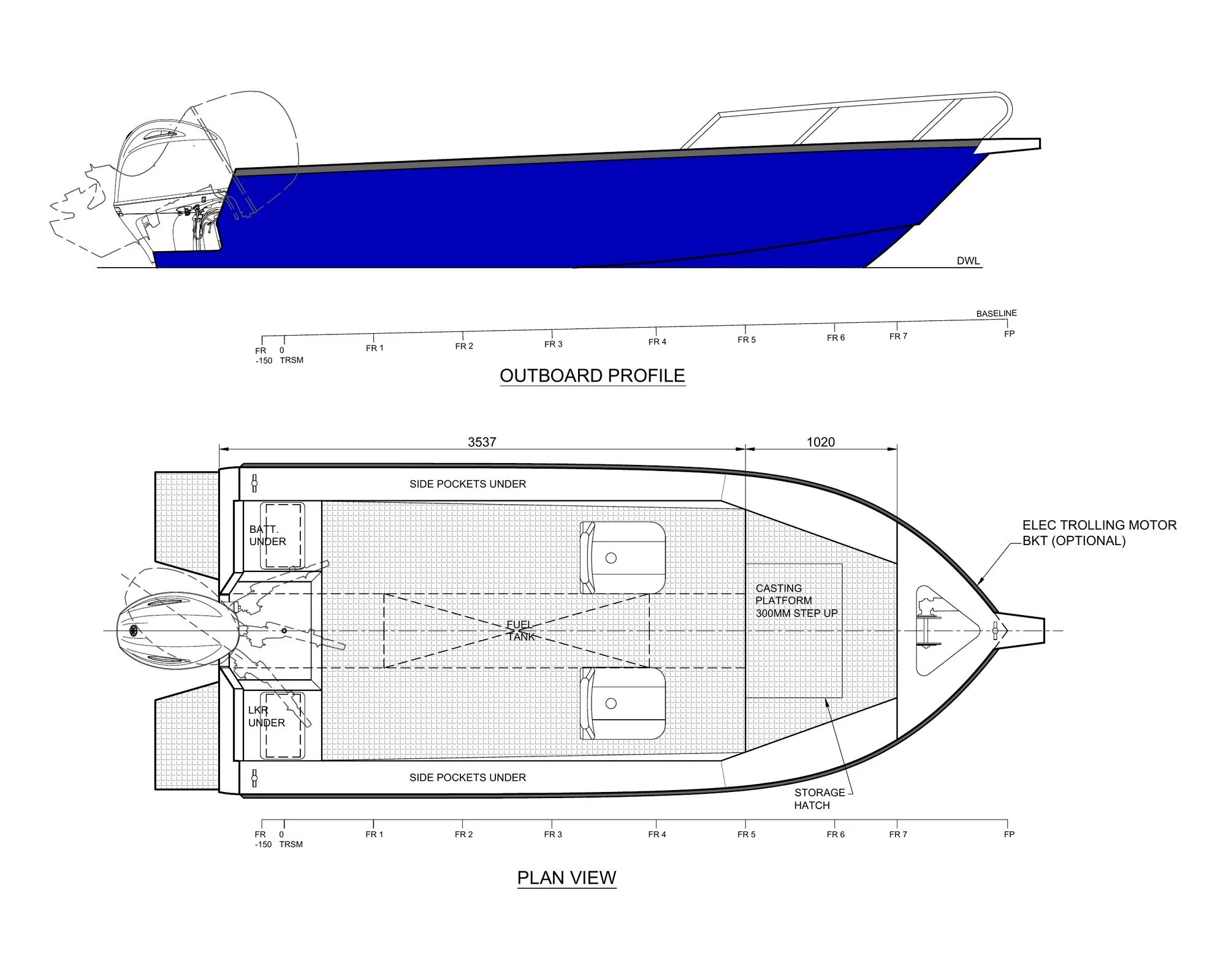 Sherwood Marine 530T - 5.3m Tiller Aluminium Boat Kit GA
