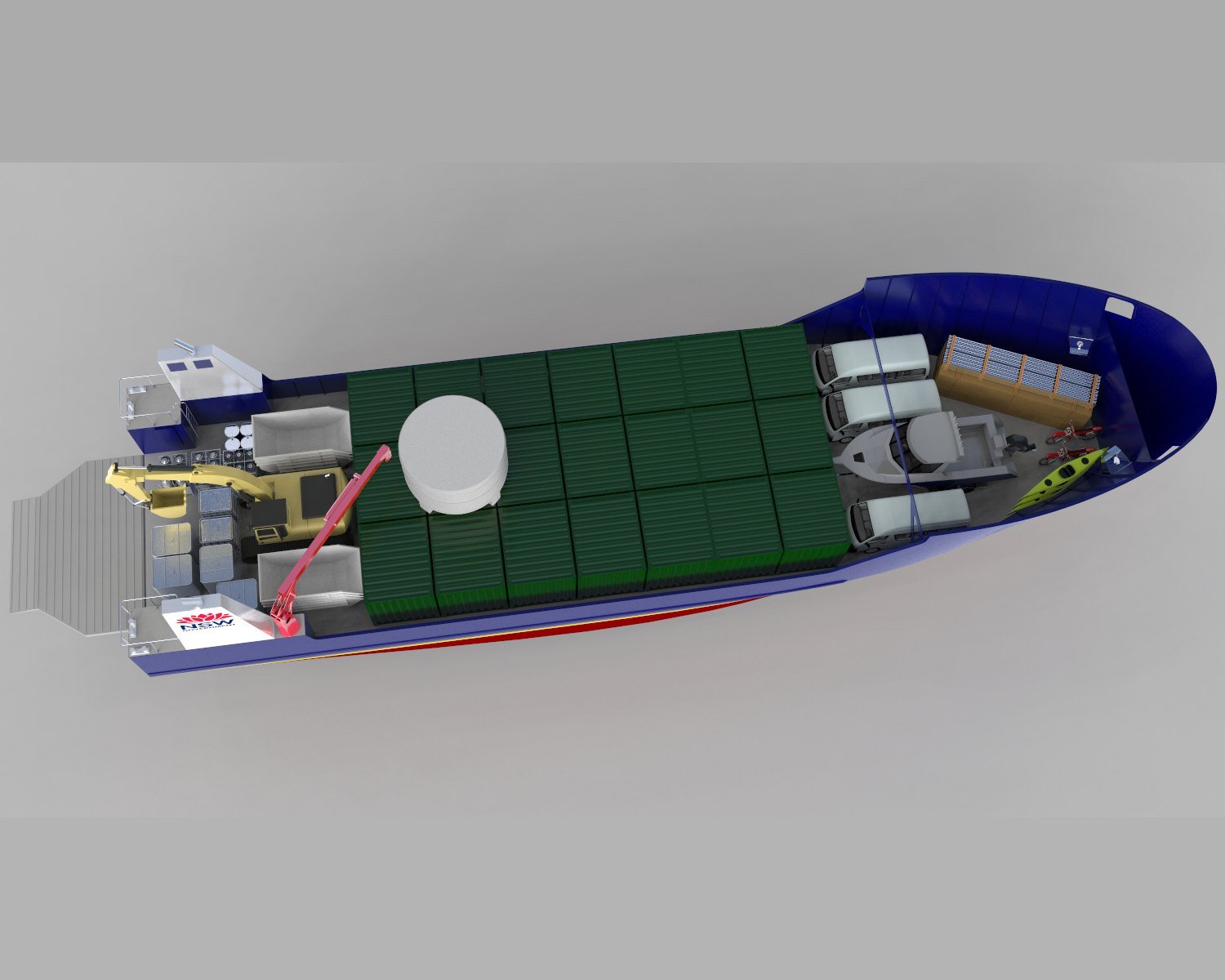 Lord Howe Island 40m cargo vessel, cargo deck arrangement.
