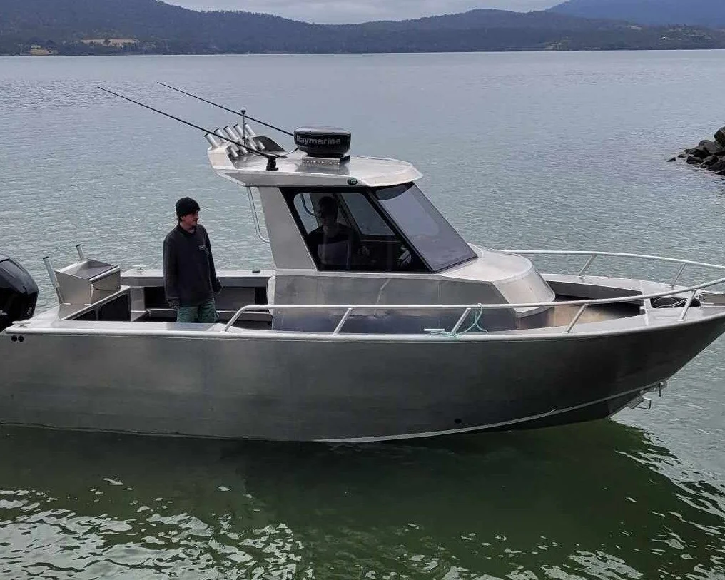Sherwood Marine 680CCB - 6.8m Centre Cab aluminium boat kit - on the water, port profile
