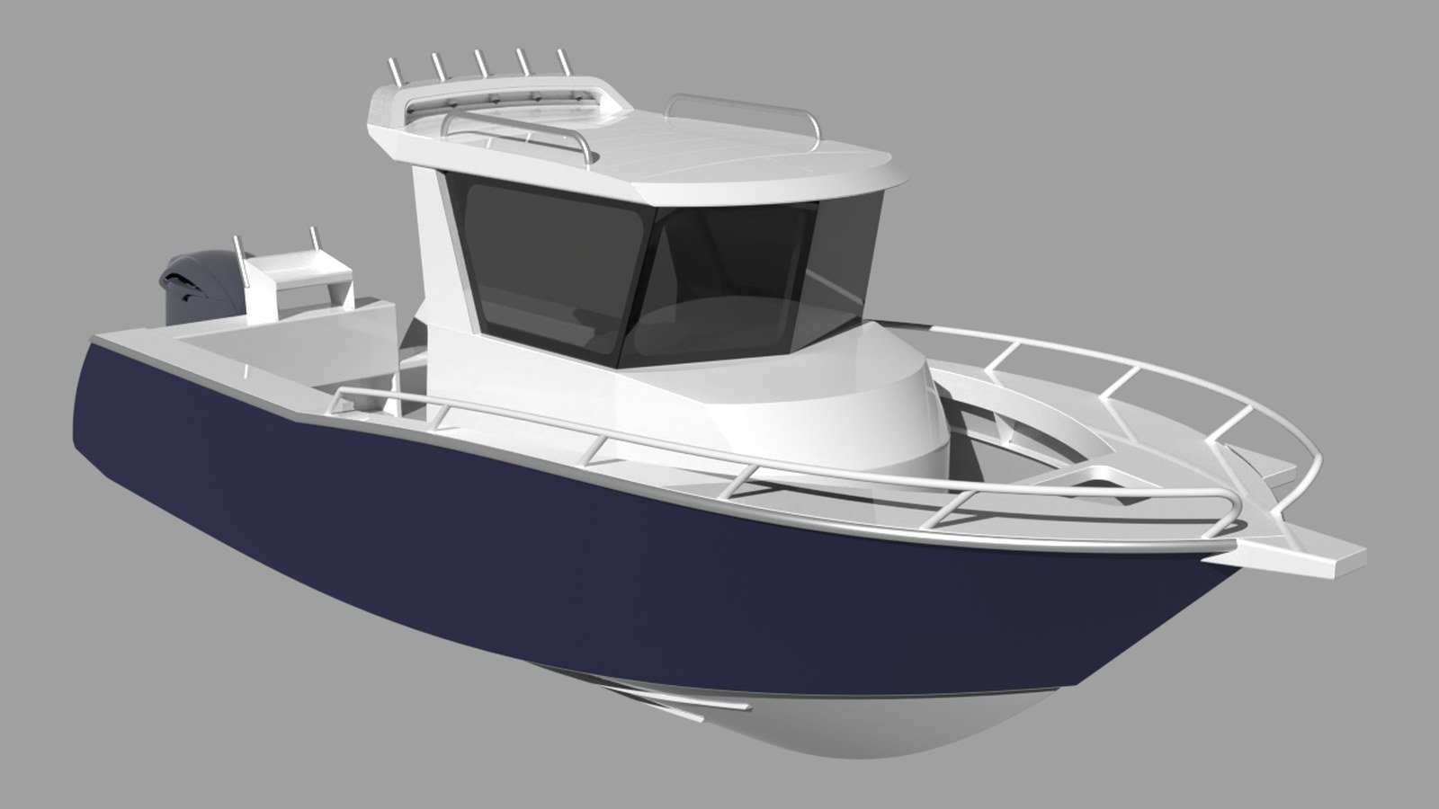 Sherwood Marine 750CCB - 7.5m Centre Cab aluminium boat kit - bow quarter - fr version