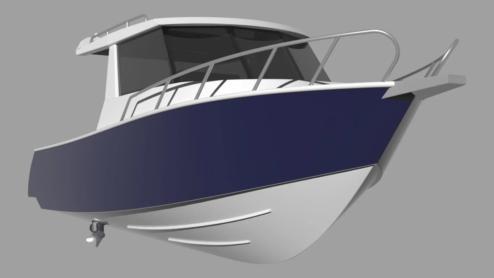 Sherwood Marine 780HTX - 7.8m Extended Hardtop aluminium boat kit - bow quarter below
