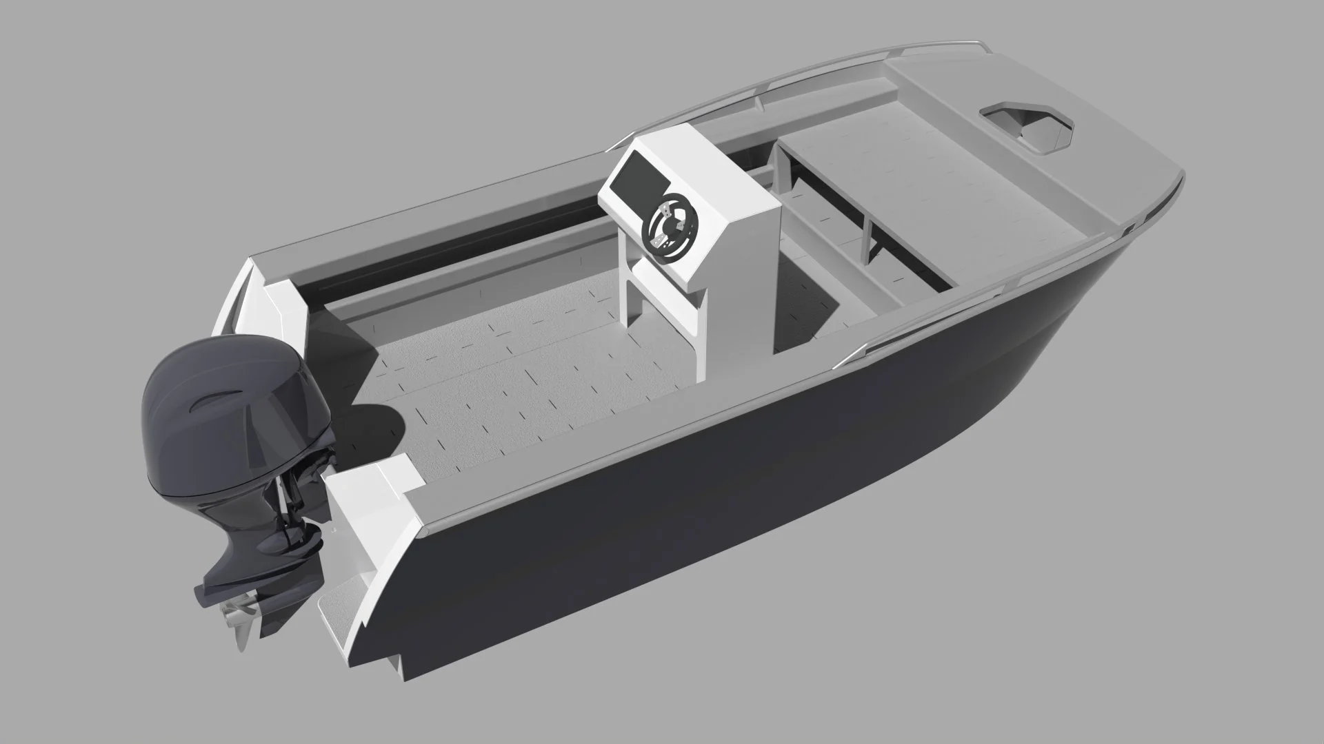 Sherwood Marine C450CC centre console 4.5 m aluminium catamaran boat kit - 3D stern quarter
