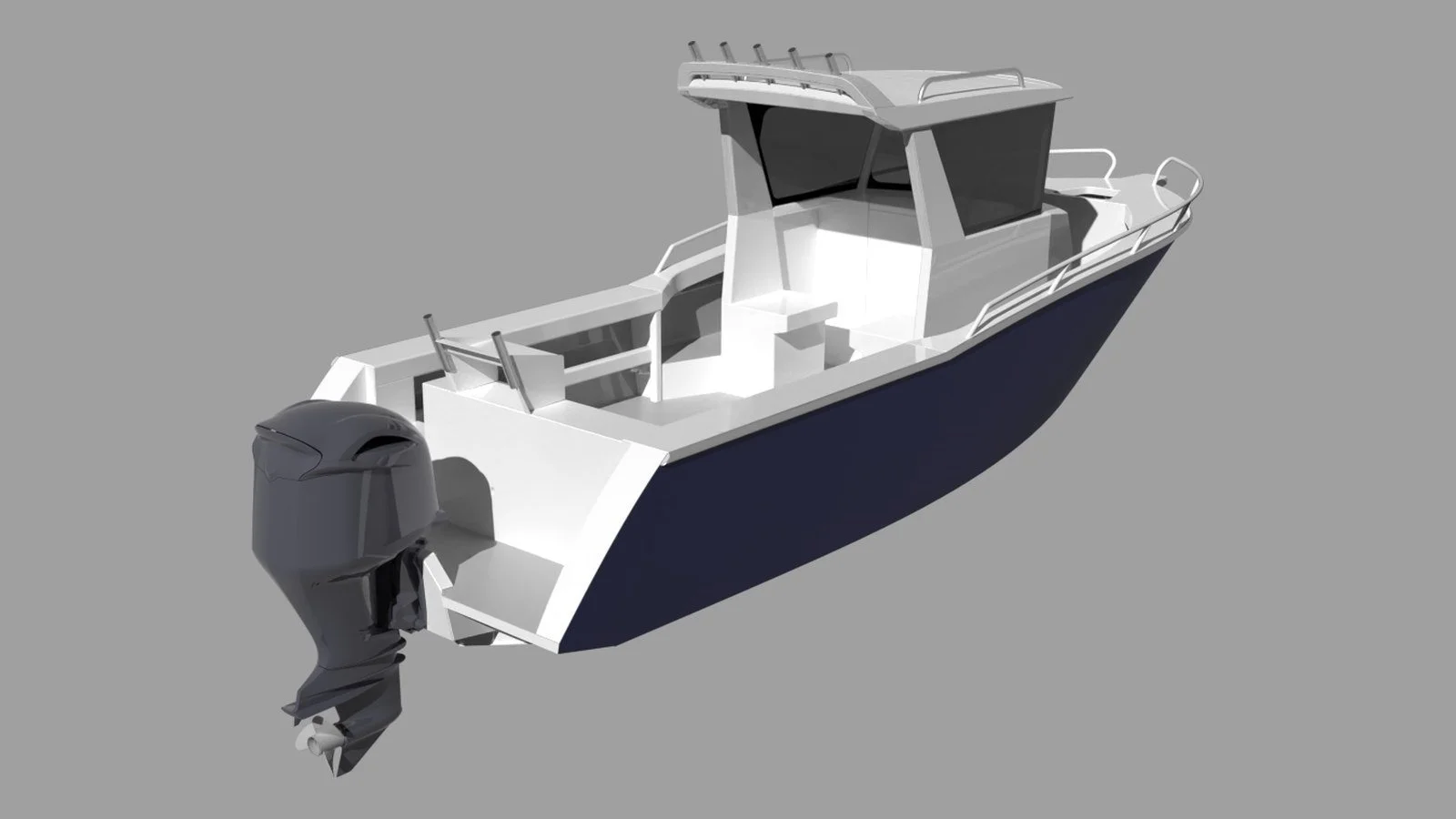 Sherwood Marine 750CCB - 7.5m Centre Cab aluminium boat kit - stern quarter - fr version
