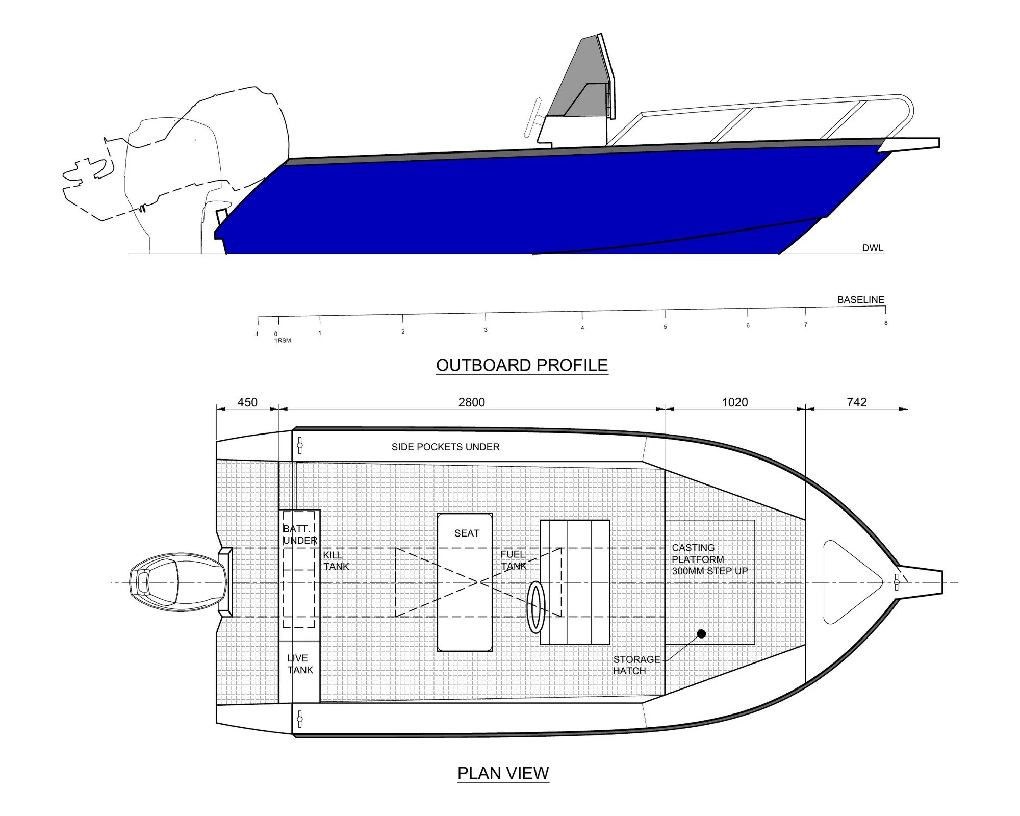 Sherwood Marine 500CC centre console 5.0 m aluminium monohull boat kit - GA
