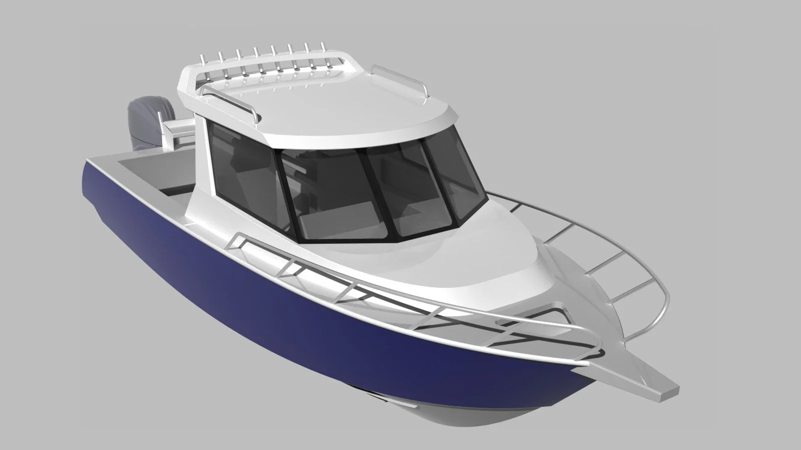 Sherwood Marine 830CAB - 8.3m Full Cab aluminium boat kit - bow quarter