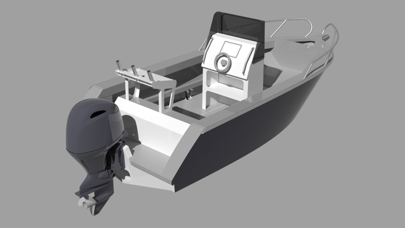 Sherwood Marine 500CC centre console 5.0 m aluminium monohull boat kit — stern quarter 3D
