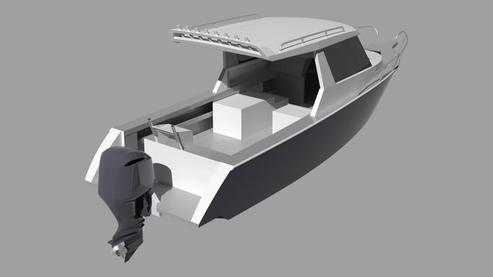 Sherwood Marine 780HTX - 7.8m Extended Hardtop aluminium boat kit - stern quarter
