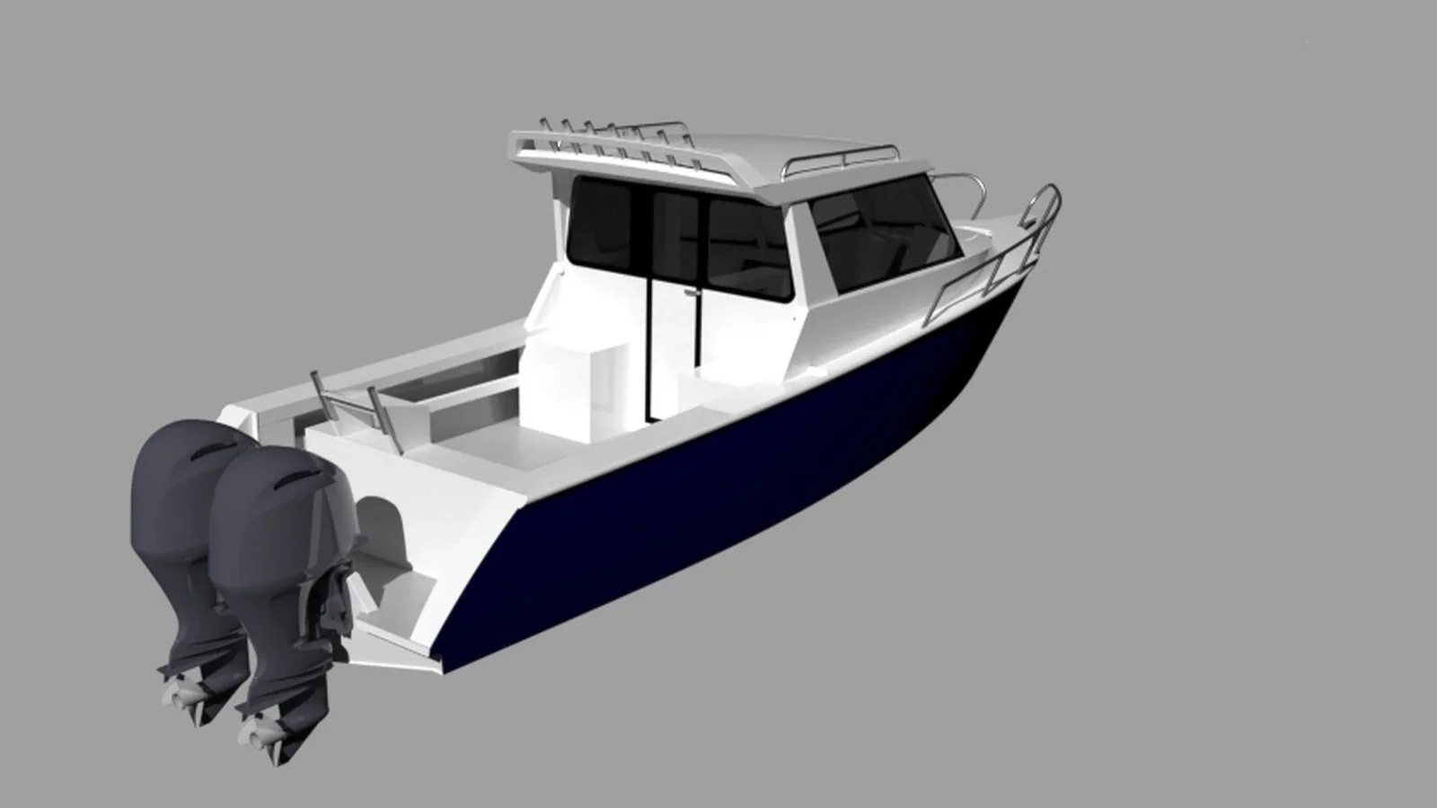 Sherwood Marine 830XCAB - 8.3m Extended Cab aluminium boat kit - stern quarter