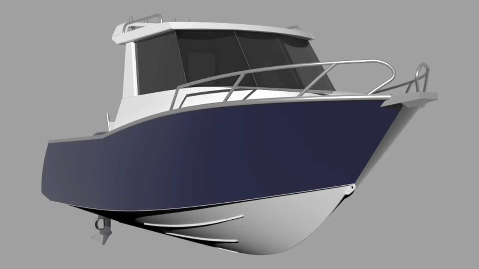 Sherwood Marine 750CAB - 7.5m Full Cab aluminium boat kit - bow quarter below
