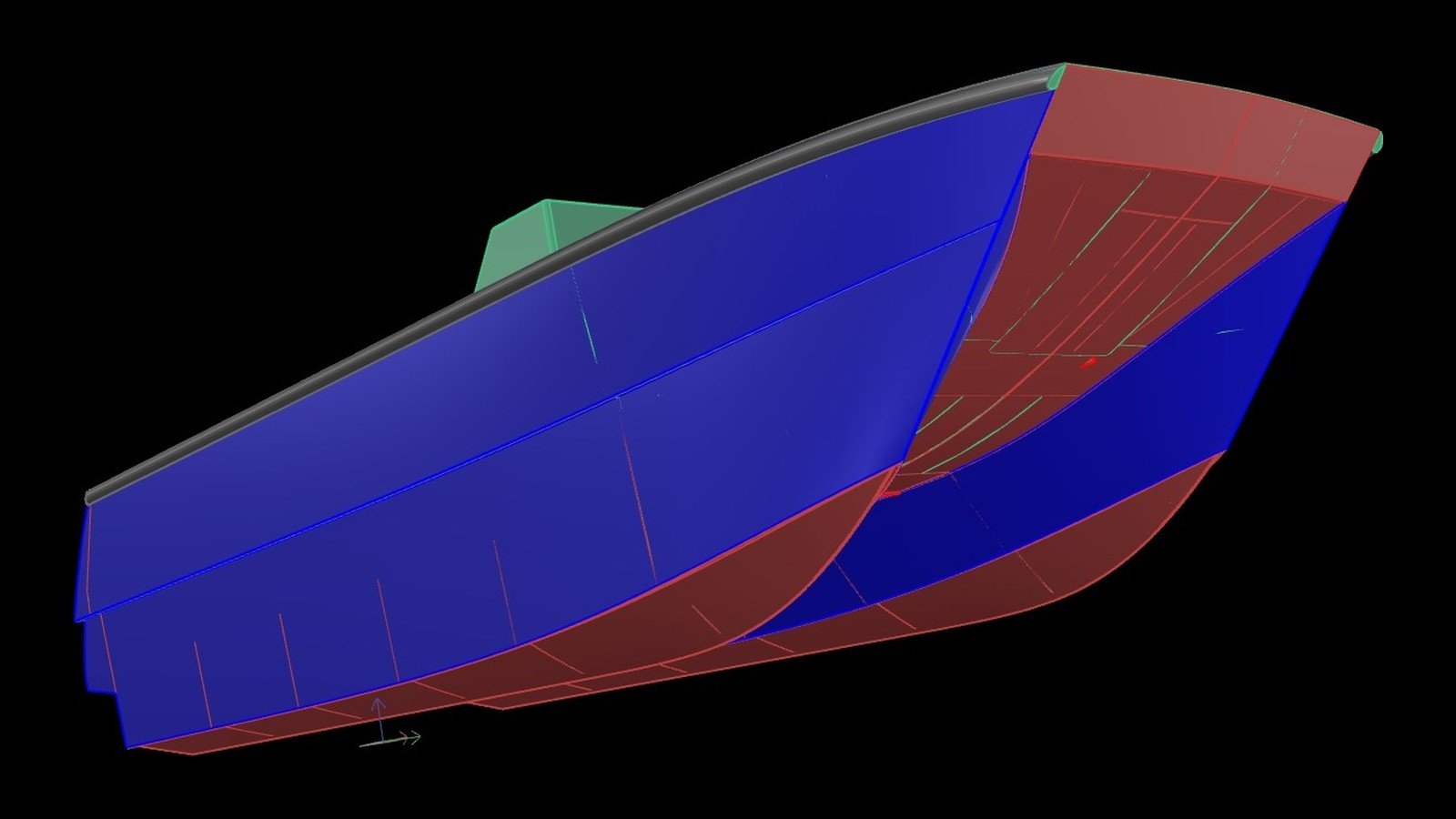 Sherwood Marine C450CC centre console 4.5 m aluminium catamaran boat kit - 3D bow quarter below
