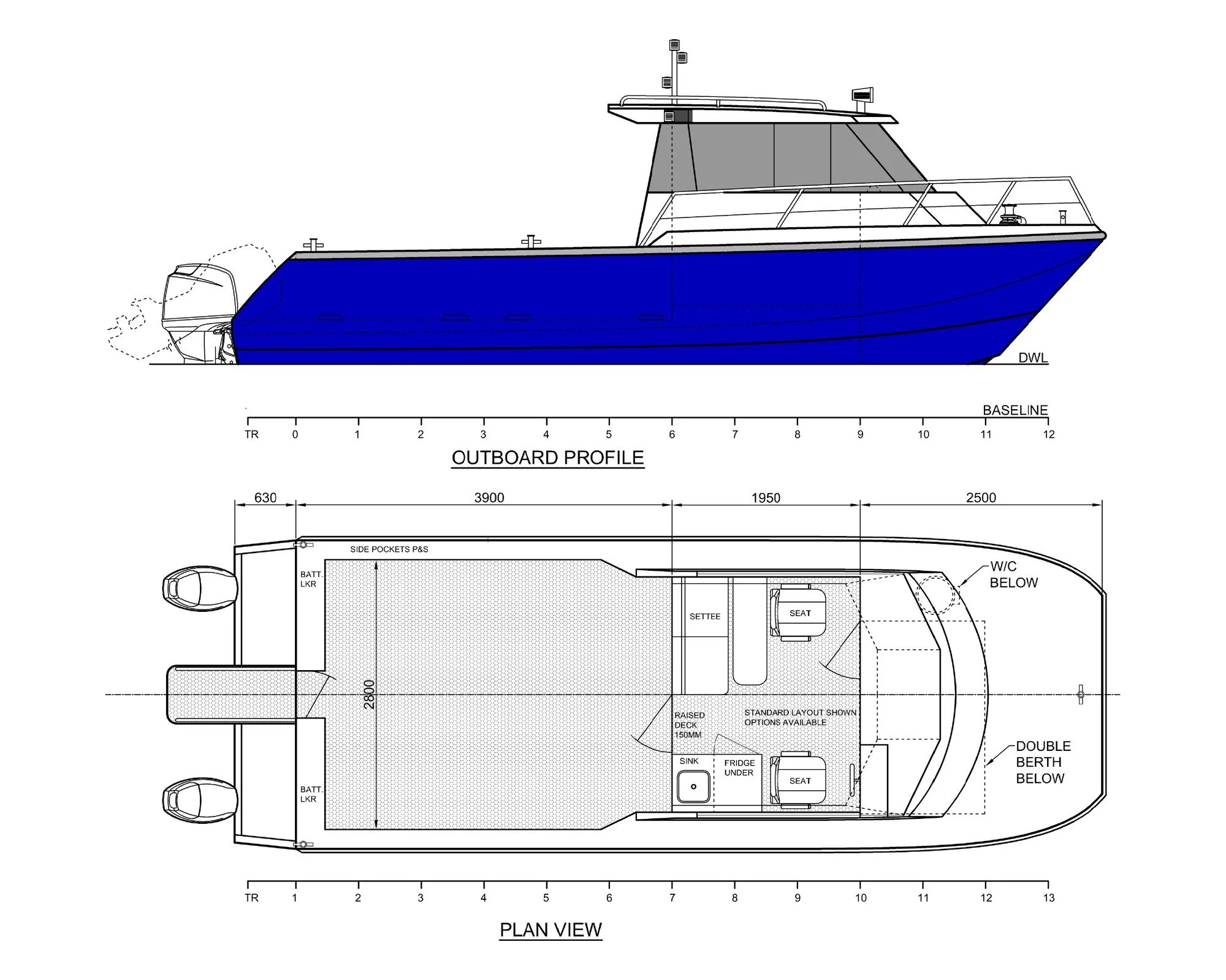 Sherwood Marine C900 cab 9.00 m aluminium catamaran boat kit GA