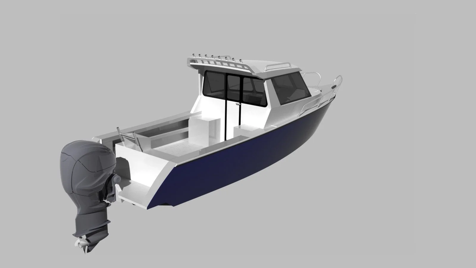 Sherwood Marine 830CAB - 8.3m Full Cab aluminium boat kit - stern quarter
